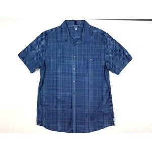 MADE Cam Newton Shirt Men XL Blue Plaid Button Up Short Sleeve Cotton Pocket